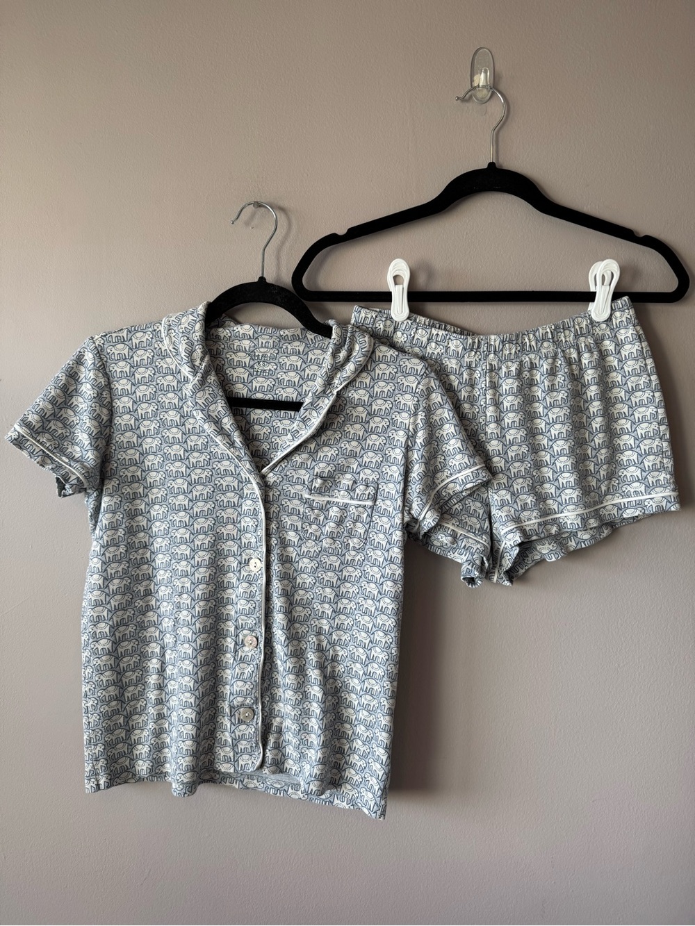 Roller Rabbit Women Hathi Elephant Print Polo Shorts Pima Cotton Pajama Set XS